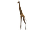 Vintage African bronze giraffe sculpture with a slender, stylized form and aged patina.