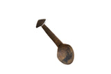 Vintage handmade African wooden spoon with a dark aged patina and carved details.