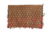 Handwoven mid-20th century African Tuareg rug mat, red and black geometric diamonds, 1'5