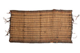 Vintage African Tuareg handwoven straw mat with dark geometric patterns, 1'5