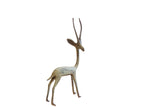 Collectible handmade vintage African gazelle sculpture with unique aged metallic patina, 6 inches.