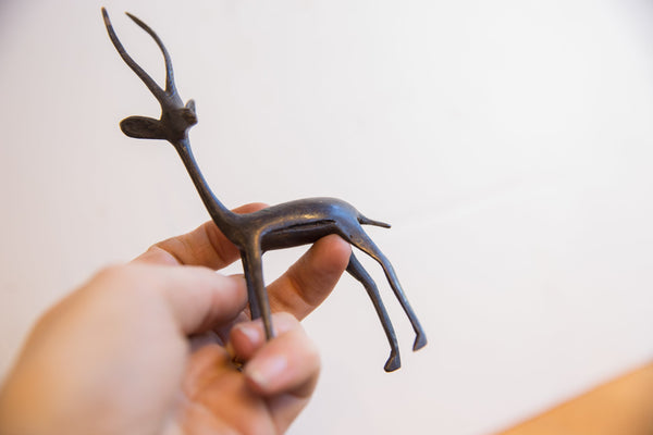 Vintage African Left Facing Gazelle with Dark Patina // ONH Item ab01503 Image 2