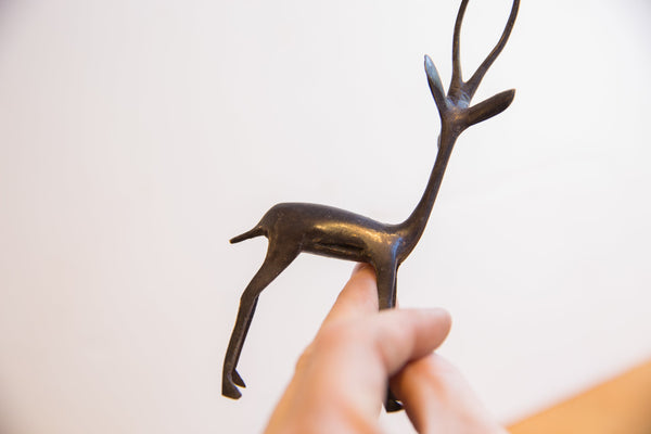 Vintage African Left Facing Gazelle with Dark Patina // ONH Item ab01503 Image 3