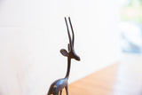 Side profile close-up of the vintage gazelle's head, neck, and elegant horns.