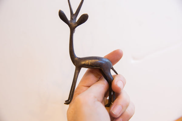 Vintage African Right Facing Gazelle with Dark Patina // ONH Item ab01516 Image 2