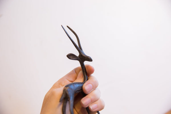 Vintage African Right Facing Gazelle with Dark Patina // ONH Item ab01519 Image 4
