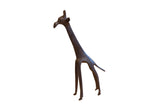 Vintage African giraffe collectible sculpture with dark patina and etched patterns.