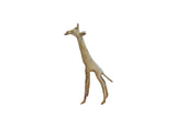 A vintage handmade African giraffe sculpture with a textured, oxidized patina.