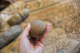 A smooth, rounded Neolithic African stone tool held in hand, showing its porous texture.