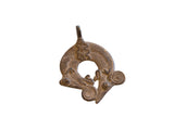 Vintage African double chameleon lizard pendant with a textured, aged metal finish.