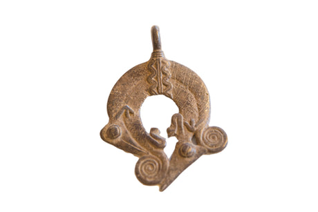Vintage African Double Chameleon Lizard Pendant // ONH Item ab01589