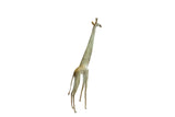 Large vintage African giraffe sculpture with a stylized elongated form and weathered, textured patina.