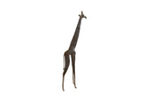 Large vintage African giraffe sculpture with an elongated, stylized silhouette and dark finish.