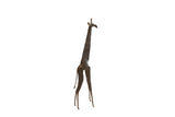 Large vintage African giraffe sculpture with a slender, stylized form and dark textured patina.
