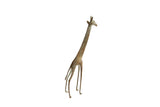Medium vintage African giraffe sculpture with bronzed patina and etched body patterns.