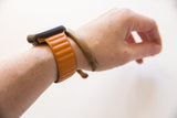 Antique bronze snake cuff bracelet shown on-wrist to demonstrate scale.