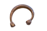 Antique African copper alloy snake cuff bracelet with etched linear patterns and stylized ends.