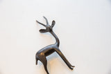 High-angle view of the vintage African gazelle's head, showing its textured horns.