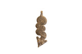Vintage African pendant with a serpentine shape, etched texture, and aged bronze-toned finish.