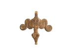 Vintage African pendant with a stylized bird design, scrolled details, and a weathered bronze patina.