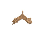 Vintage African pendant with a weathered patina, featuring a stylized animal head and spiral details.