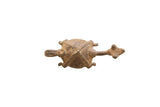 Vintage African pendant, aged brown metal with sculptural form, 4 inches long.