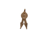 A symmetrical vintage African pendant with an aged bronze patina, detailed with concentric circles and linear textures.