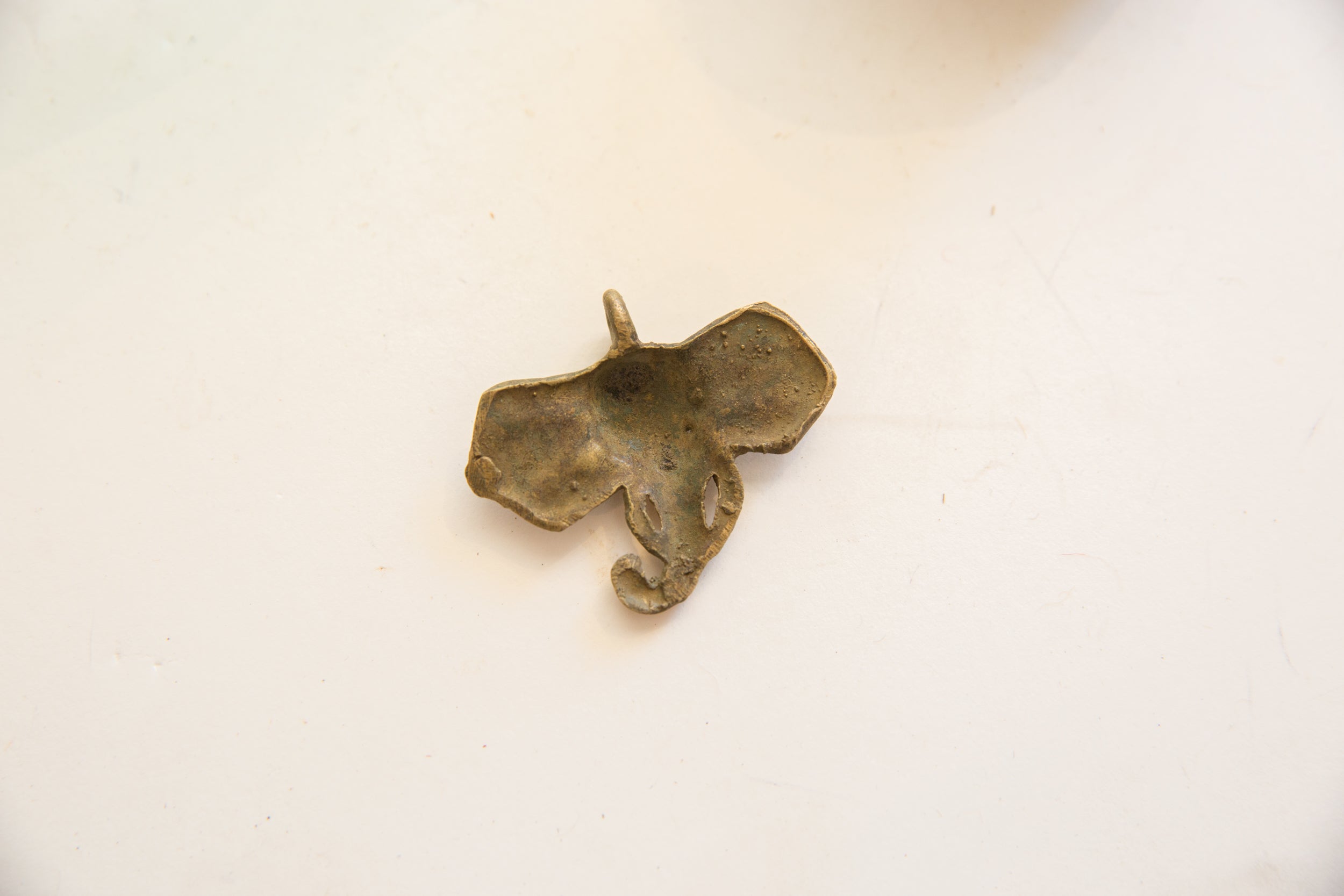 Vintage African Bronze Oxidized Elephant Head Pendant // ONH Item ab01785 Image 1