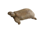 Vintage African tortoise sculpture with a hand-carved geometric shell and earthy finish.