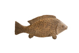 Vintage African fish sculpture with a rustic, earthy finish and hand-carved scales.