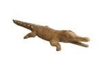 Vintage African crocodile sculpture with a hand-carved, textured body and aged brown finish.