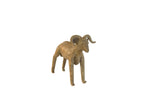 Vintage handmade African ram sculpture with a weathered, textured surface and distinct curled horns.