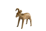 Vintage African ram sculpture with curved horns and a rustic, sandy-brown handmade texture.
