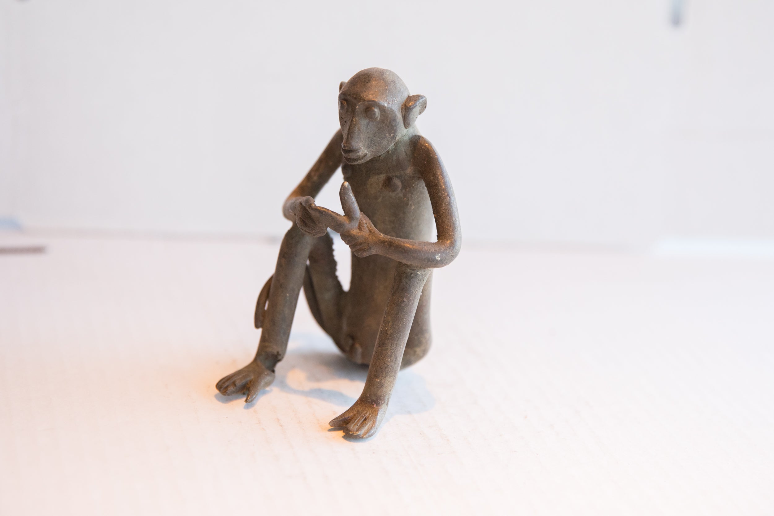 Vintage African Sitting Monkey with Banana Sculpture // ONH Item ab01942 Image 1