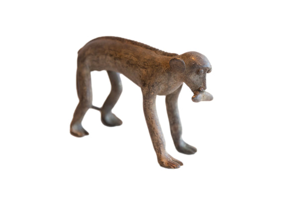 Vintage African Monkey with Banana in Mouth Figurine // ONH Item ab01956