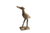 Stylized vintage African bird with fish sculpture with a weathered and textured handmade finish.