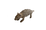 Handmade vintage African porcupine sculpture with a textured body and dark, weathered bronze finish.