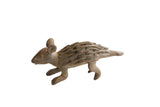 Vintage African porcupine sculpture, handmade with textured quills in earthy brown.