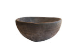 Antique hand carved African wooden bowl with storied texture and incised patterns, 13x13x7.