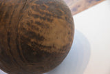 Antique African hand carved wooden bowl, incised designs and deep brown aged patina with split.