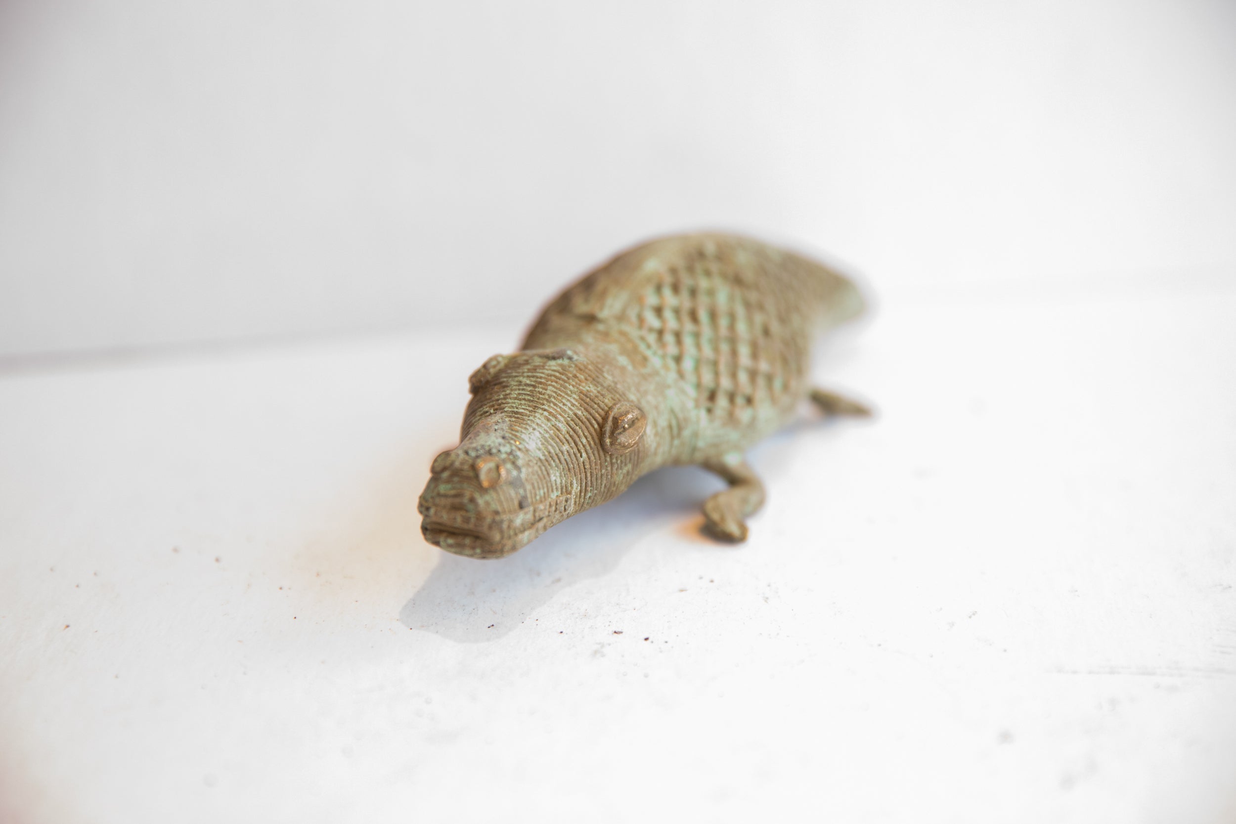 Vintage African Criss-Cross Design Alligator Sculpture // ONH Item: ab02115, Image 1