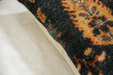 Antique Ziegler Mahal rug pillow, hand-knotted pile with deep blue and gold cypress design.