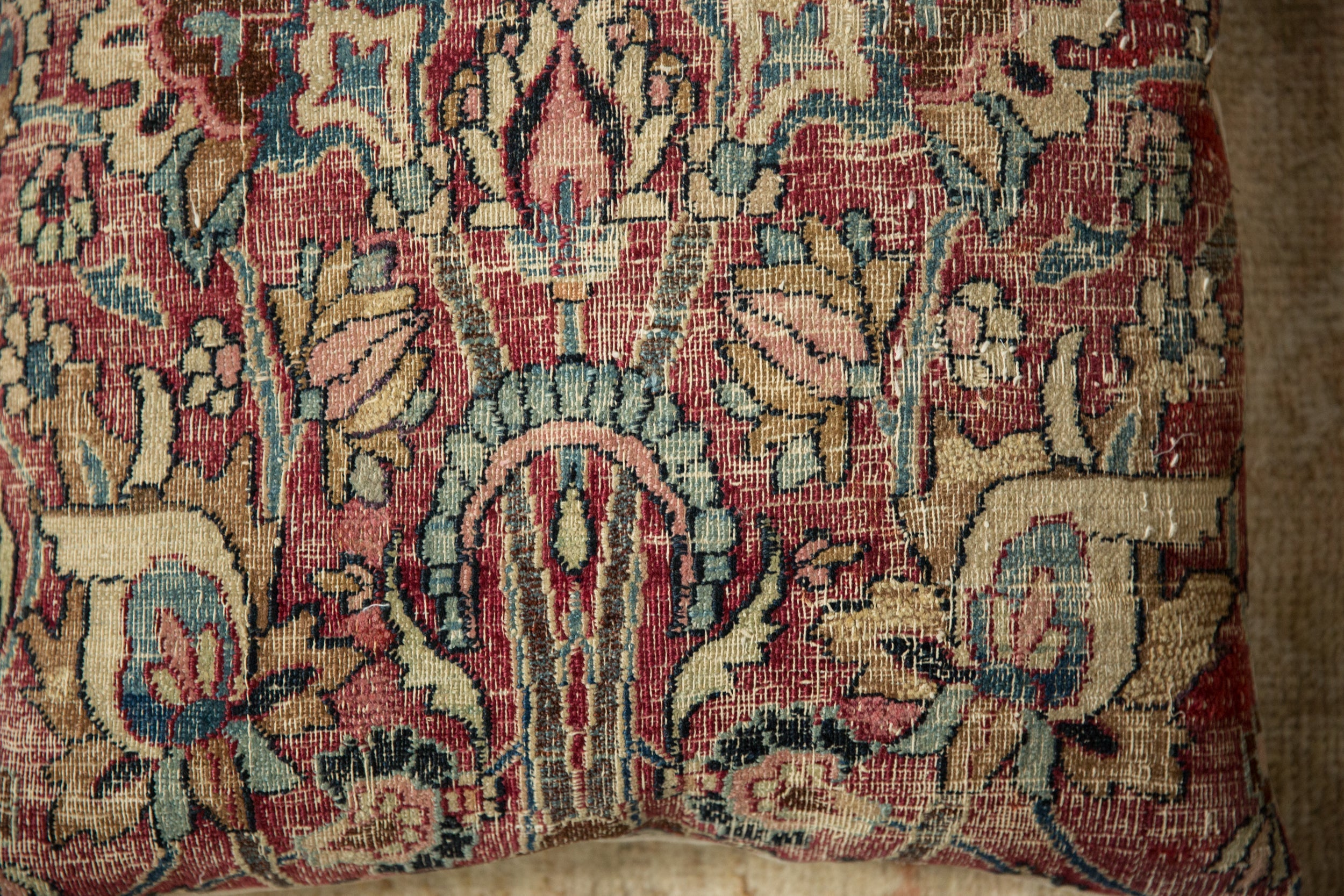 Vintage Meshed Rug Fragment Pillow // ONH Item AS13045A13026A, Image 1