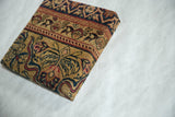 Angled view of the Art Nouveau Kerman rug art, showing the woven texture and wrapped corner.