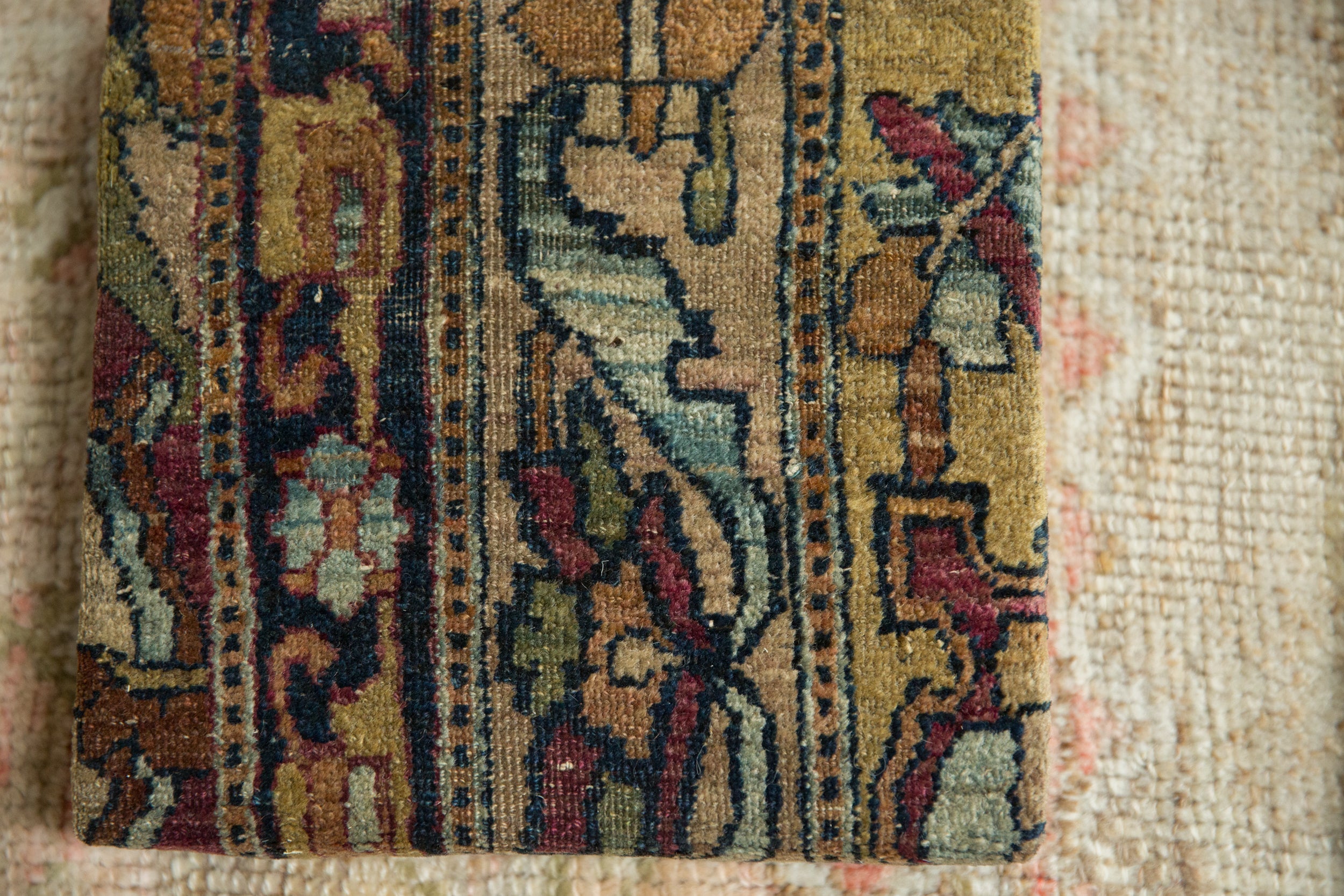 Decorative Cork Board Antique Kerman Rug Fragment Art // ONH Item AS13051A1124Z, Image 1
