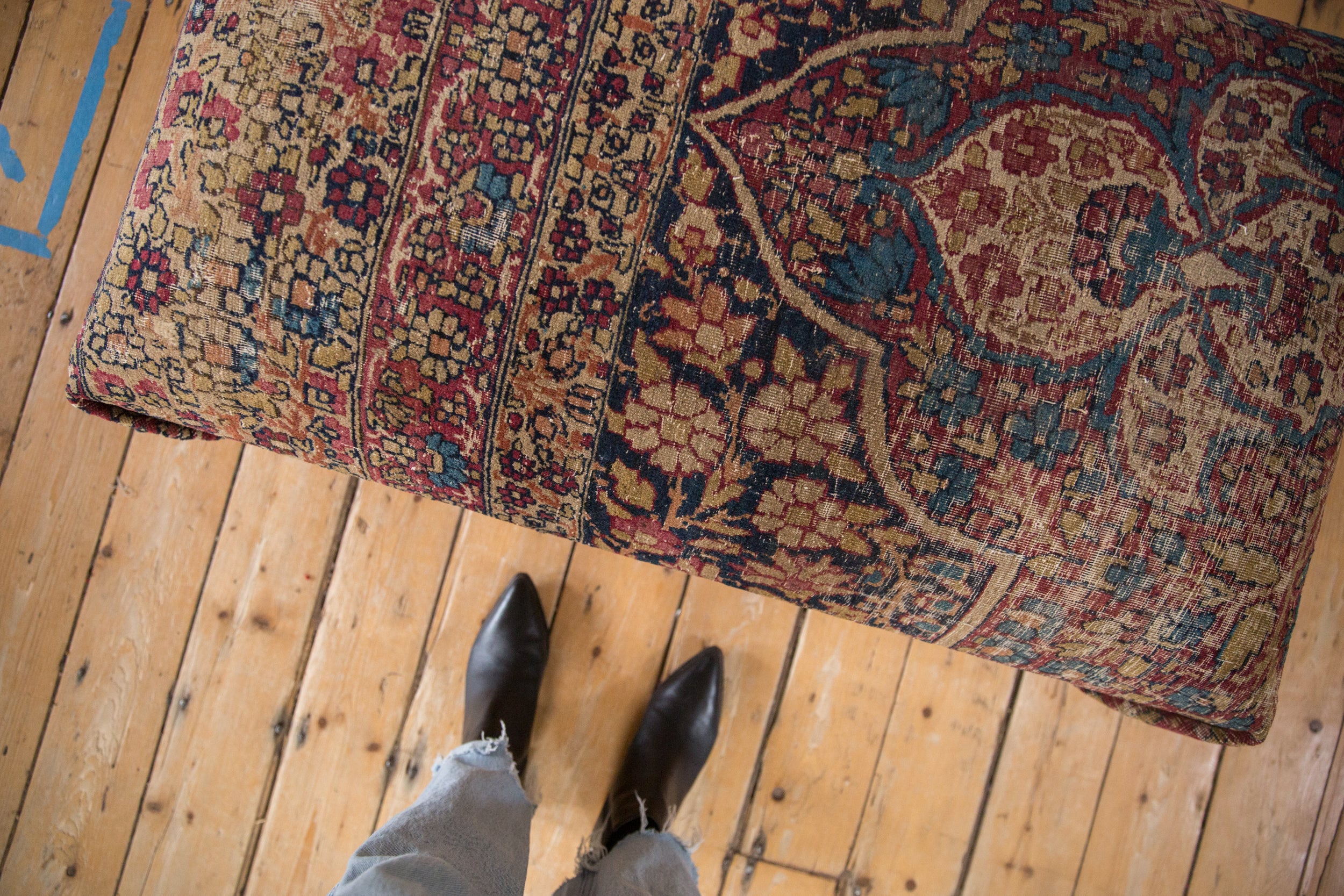 Antique Persian Kerman Rug Ottoman Coffee Table // ONH Item AS8097A1104Z, Image 1