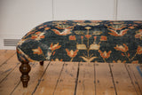 Antique Ziegler Mahal fragment with deep navy, terracotta, and cream floral pattern.