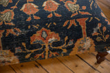Antique Ziegler Mahal rug fragment with rich terracotta blossoms, dark navy, and oxidized silver details.