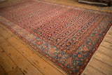 Vintage Persian Malayer carpet with Herati field and Turtle Samovar border seen from an angle.