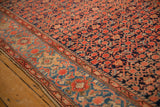 Detail of the hand-knotted Turtle Samovar border and dense red and navy Herati field of a vintage Malayer.